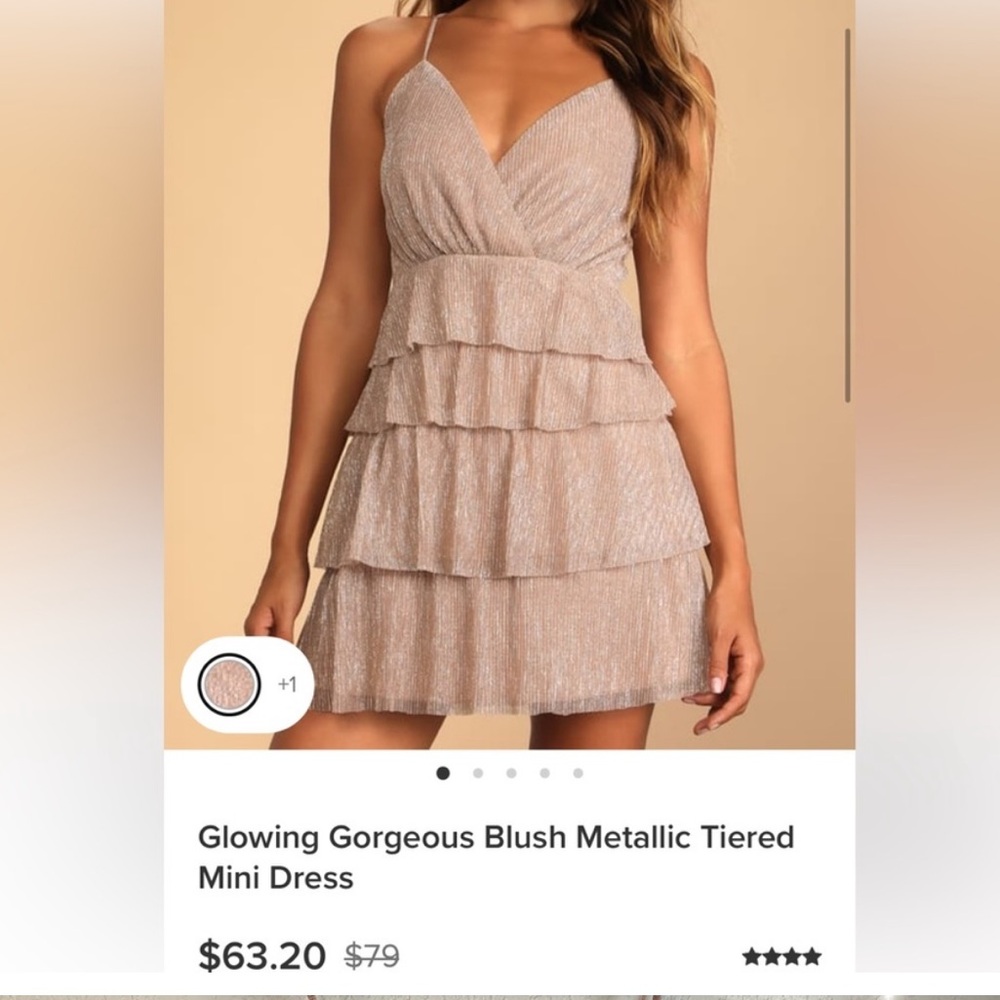 Lulu’s Dress Women Soze Small Rose Gold Glowing Gorgeous Metallic Tiered 68854